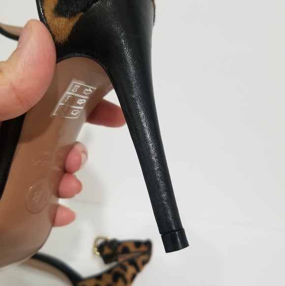 NWOT Veronica Beard Leopard Black Leather Heels - Picture 9 of 12